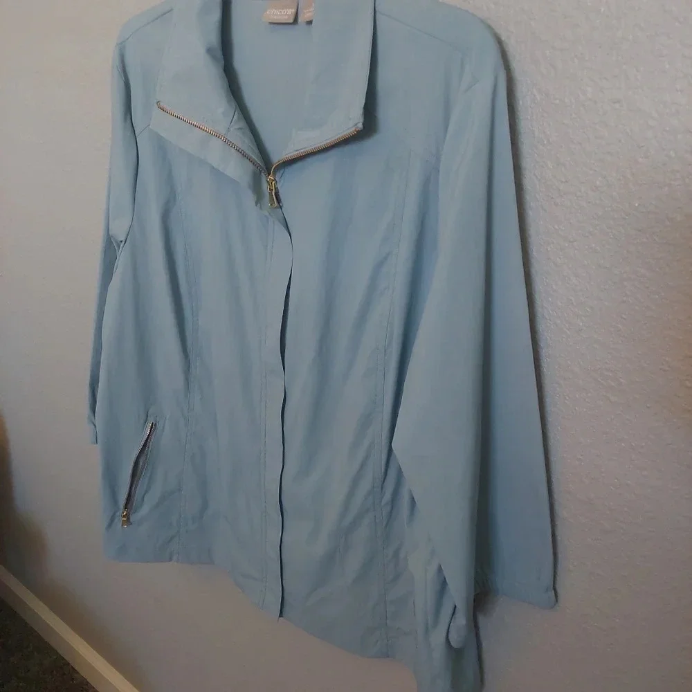 Chicos-3 Zenergy lightweight Zip up windbreaker jacket soft shell Packable XL